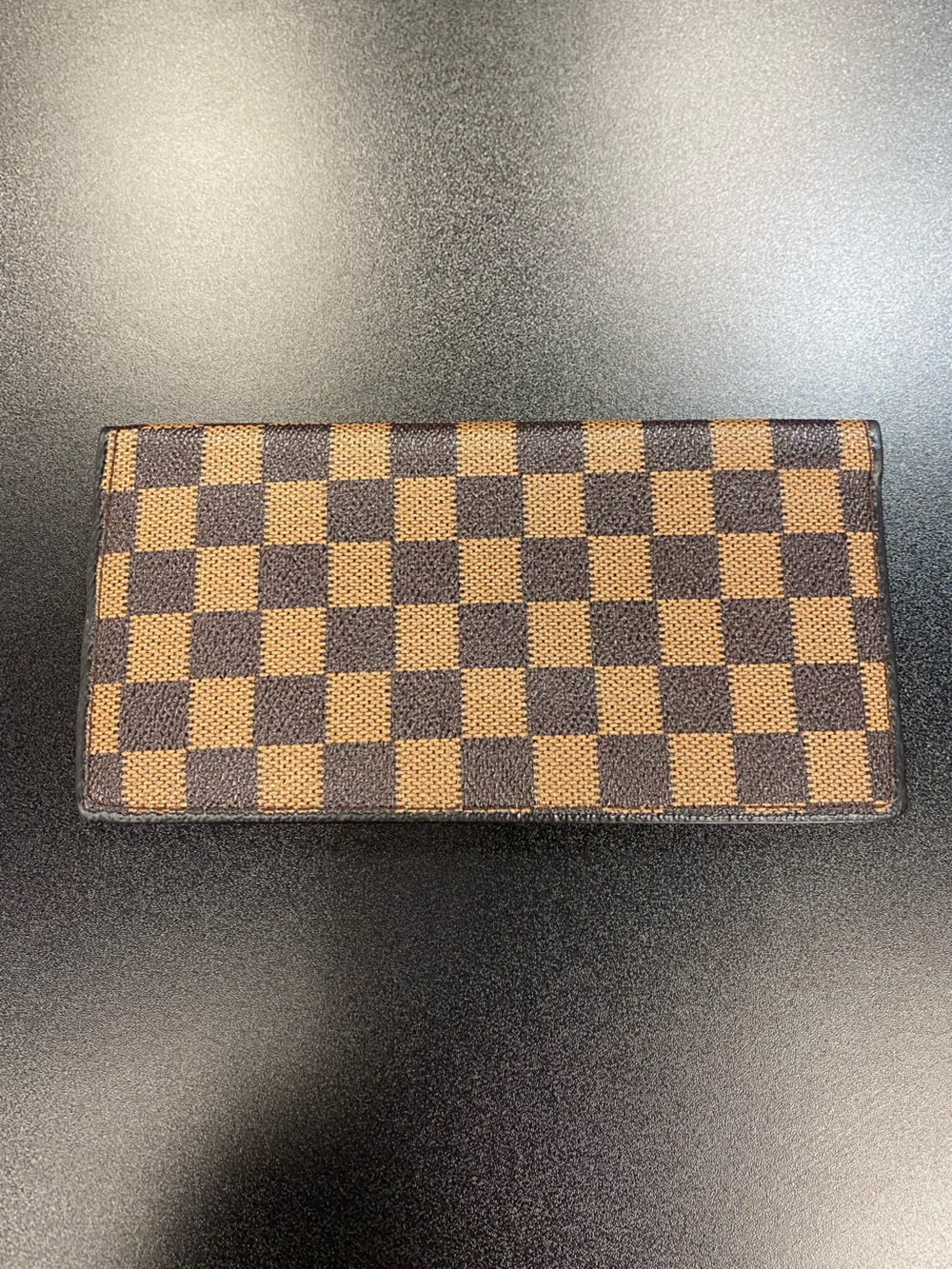 Brown Checkered Men's Long Wallet